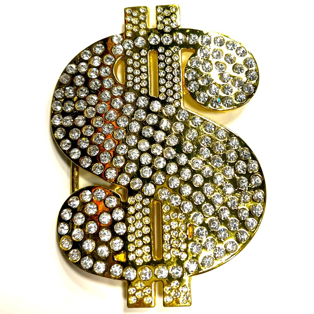 Mens Fashion Belt Buckle Gold Money Dollar Sign